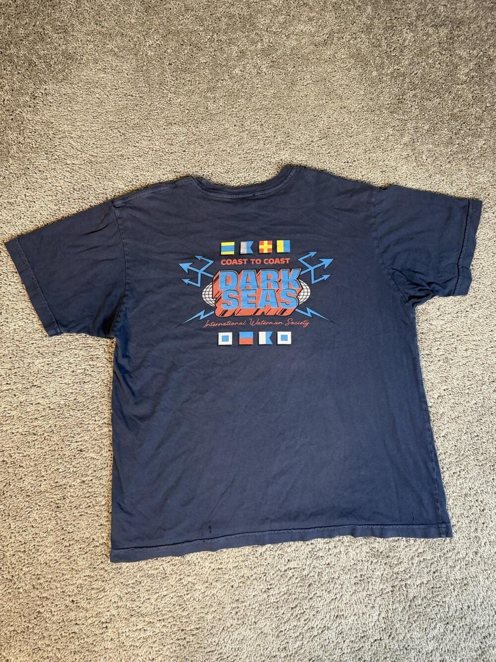 Dark Seas Division Shirt Mens L Blue Coast To Coast Graphic Crew Neck Cotton